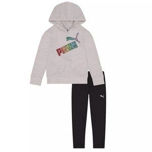 PUMA Little Girls Heather Hoodie Sweatshirt & Leggings matching set size 6x